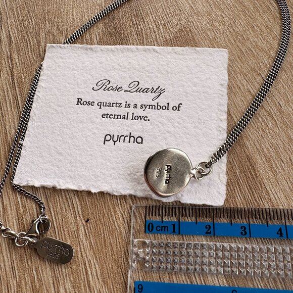 PYRRHA Rose Quartz Faceted Stone Talisman Stirling Silver Necklace - Picture 3 of 4